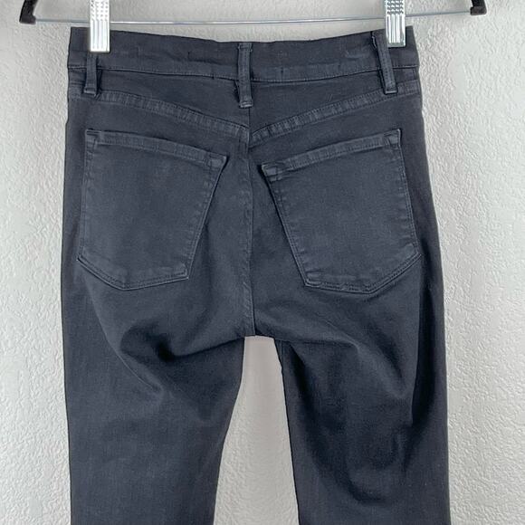 Frame Le Skinny de Jeanne Black Distressed Noir Low Rise Skinny Denim Jeans 24 - Picture 11 of 16